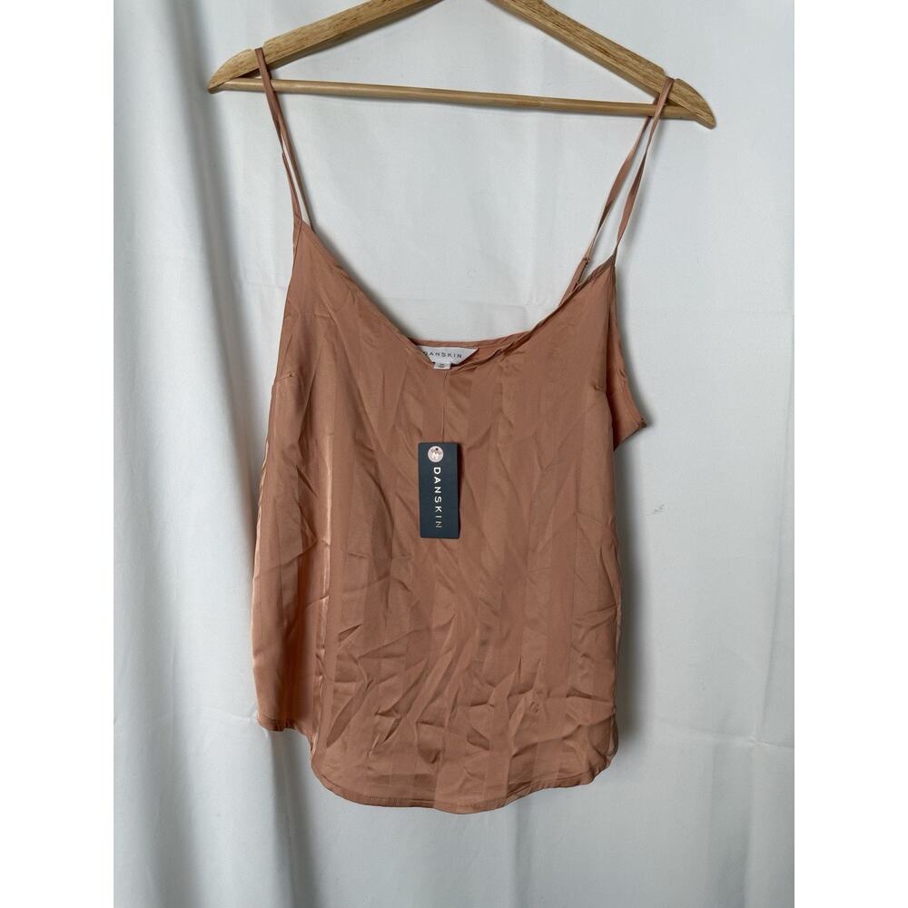NWT Danskin Satin Cami Tank Top Sleepwear Pink Stripes Size Medium